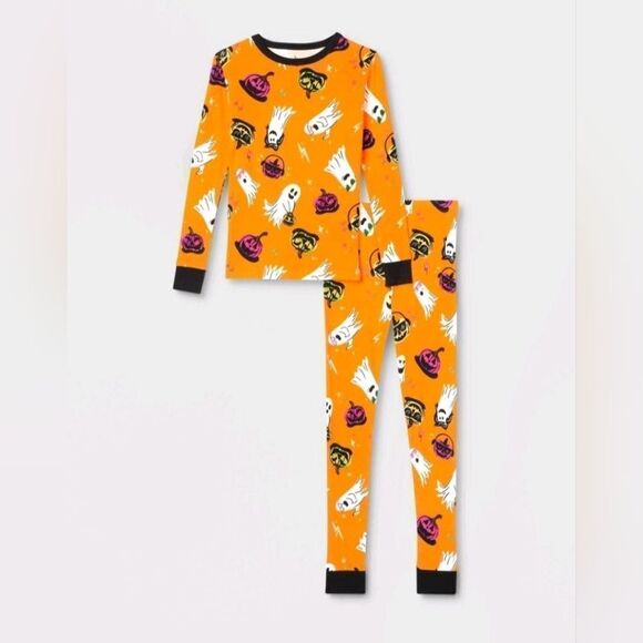 New Ghost Glow-in-the-Dark Unisex Big Kid Halloween Pajama Set Hyde & EEk, Sz 12 - Picture 2 of 10